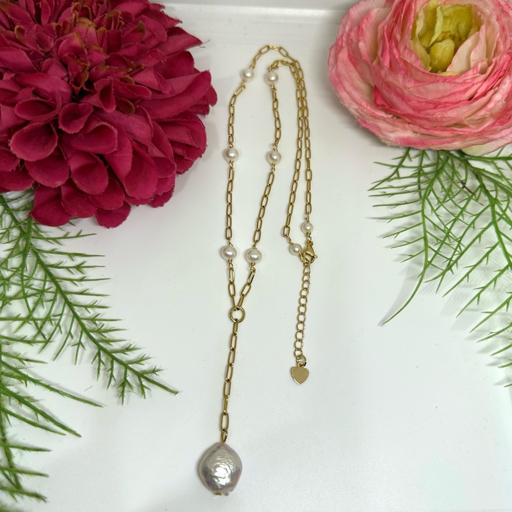 NEW⚜️Freshwater Pearl Lariat Chain Necklace